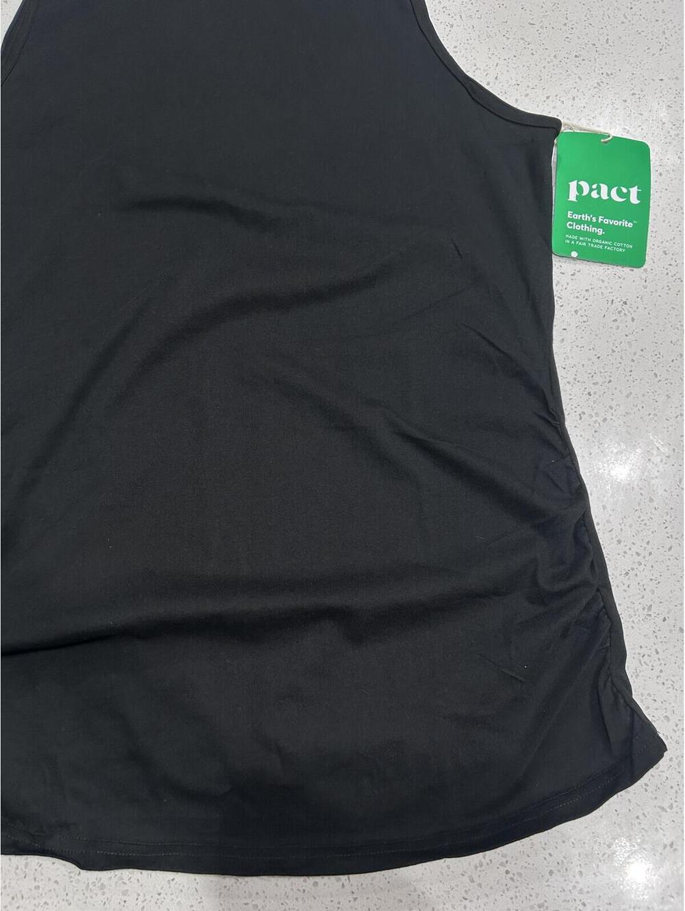 Pact Organic Cotton Black Maternity Ruched Tank Top NWT Large - Picture 6 of 9